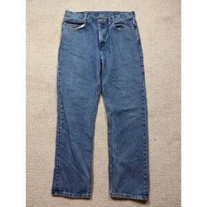 Wrangler Mens Jeans 35x32 Blue Denim Regular Fit Straight Leg western Zip Fly